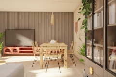 197.-salon-beton-architektoniczny-kolorowa-szafka-RTV-jasne-drewno