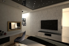 028. sypialnia bialy granatowy czarny zloty gwiazdaniebo bedroom white dark blue black gold sky stars