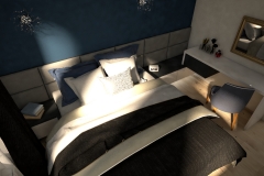 030. sypialnia bialy granatowy czarny zloty gwiazdaniebo bedroom white dark blue black gold sky stars