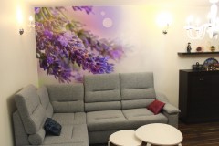 0036.  realizacja salon prowansalski lawendowy fioletowy jadalnia bialy drewno realisation livingroom lavender purple violet white wood