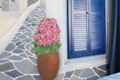 040. sypialnia z greckim motywem drewno biel niebieski cotton balls bedroom wood white blue