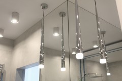 052. lazienka szara z mozaika goccia turkus beton wanna wolnostojaca chrom prysznic walk in bathroom mosaic turquoise concrete free-standing bathtub