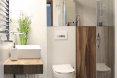 066. mała łazienka biała płytki drewnopodobne lustro umywalka bocchi baterie sapho small bathroom white tiles wood mirror bathroomtap bathroom sink