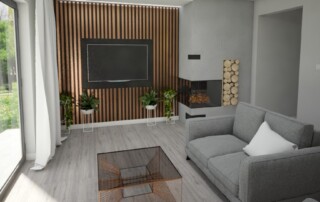 wizualizacja salonu elementy miedziane