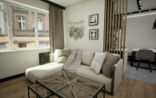 wizualizacja przytulnego wnętrza