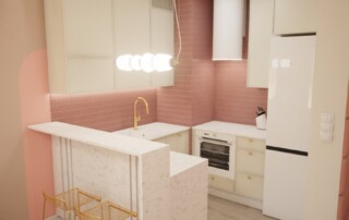 meble kuchenne waniliowe fronty, mozaika, terakota, boho, zloty